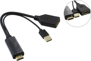 Переходник VCOM <CG599E-0.15M> HDMI(M) -> DP(F) +USB 0.15м