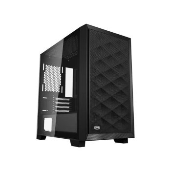 Корпус без блока питания PCCooler C3D310 BK, Mesh Mid Tower, Black, TG, 0.6 SPCC, no fans mATX, mITX 165/350/200mm 3x2.5", 2x3.5", 4xPCI 2xUSB-A 3.0 4