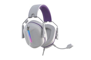 Наушники с микрофоном PANTEON GHP-960 PRO White-Purpl игровые (USB, LED-подсветка, SURROUND SOUND 7.1, складная конструкция, съемный микрофон)