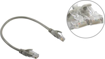 Кабель UTP ExeGate <UTP-RJ45-RJ45-5e-CU-0.3M-GY> Patch Cord UTP кат.5e, 0.3м, серый <EX282008RUS>