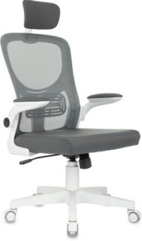 Кресло офисное Бюрократ ASTER NH-W темно-серый TW-04 Neo Grey сетка/ткань с подголов. крестов. пластик пластик белый