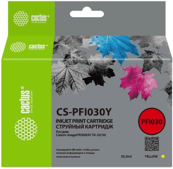 Картридж Cactus CS-PFI030Y PFI-030Y желт.пигм. (55мл) для Canon imagePROGRAF TA-20/30