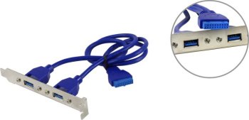 Планка портов Cablexpert <CC-USB3-RECEPTACLE> в корпус 2 Port USB 3.0