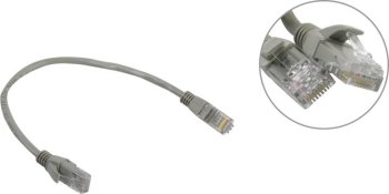 Кабель UTP ExeGate <UTP-RJ45-RJ45-5e-0.3M-GY> Patch Cord UTP кат.5e, 0.3м,серый <EX258665RUS>