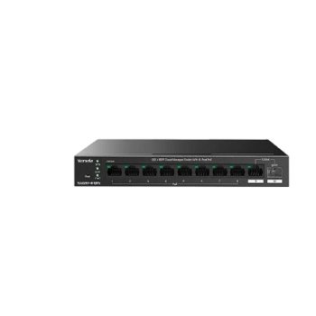 Коммутатор Tenda TEG2210P-8-120W управляемый PoE, 10 портов, 9x1 Гбит/с, SFP 1x1 Гбит/с, PoE 8x30Вт (до 110 Вт)