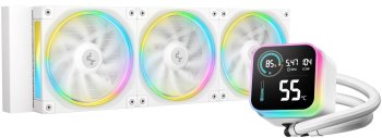 Система водяного охлаждения Deepcool LQ360 Wh ARGB Soc-AM5/AM4/1200/1700/1851 белый 4-pin 38.71dB Al LCD 350W 1840gr Ret (R-LQ360-WHDSMC-G-1)