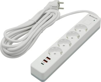 Сетевой фильтр Defender DFS145 <5м> (4 розетки, 2xUSB, USB-C) <99435>