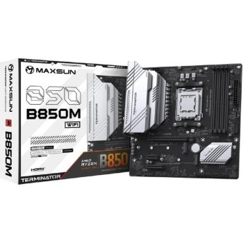 Материнская плата MAXSUN MS-Terminator B850M WIFI, AM5, B850, 4*DDR5, 4*SATA 3.0, 2*M.2, USB 3.2, USB 2.0, Type-C, 1*PCIE 16, 1*PCIE 4, 1*PCIE 1, HDMI