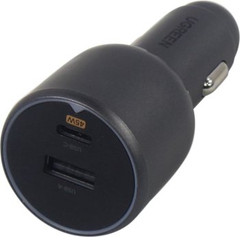 Автомобильный адаптер питания UGREEN EC701 <35023> USB (Вх. DC12-24V, Вых. DC5V/9V/12V, 63W, USB, USB-C)