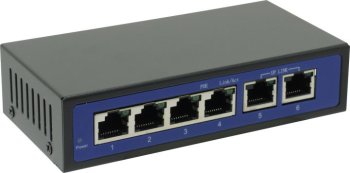 Коммутатор [NEW] Orient <SWP-204POE-B/2U 12-48V> PoE (4UTP 100Mbps PoE, 2Uplink)