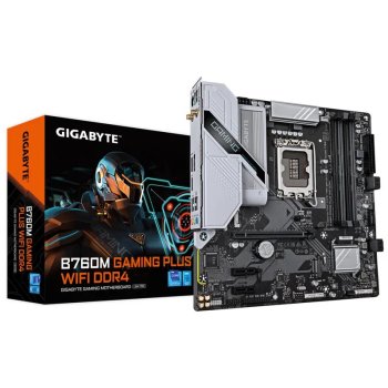 Материнская плата Gigabyte B760M GAMING PLUS WIFI DDR4, LGA1700, INTEL B760, 4xDDR4, 4xSATA, 2xM.2, 1xPCIe 4.0 x16, 2xPCIe 3.0 x1, 1xDP, 1xHDMI, 1x1Gb
