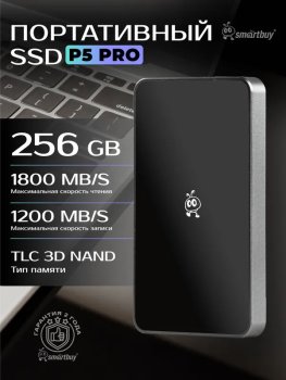 Внешний твердотельный накопитель (SSD) SmartBuy 256 ГБ SSD-диск P5 Pro (SBD256P5SU3C), серебристый