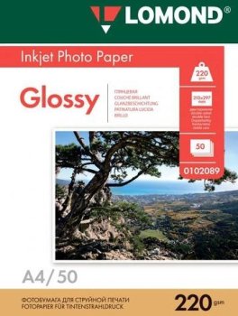 Бумага Lomond 0102089 A4/220г/м2/50л./белый глянцевое/глянцевое для струйной печати