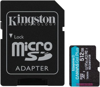 Карта памяти microSDXC 512GB Kingston SDCG4/512GB Canvas Go! Plus V10 A2 + adapter