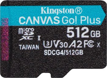 Карта памяти microSDXC 512GB Kingston SDCG4/512GBSP Canvas Go! Plus V30 A2 w/o adapter