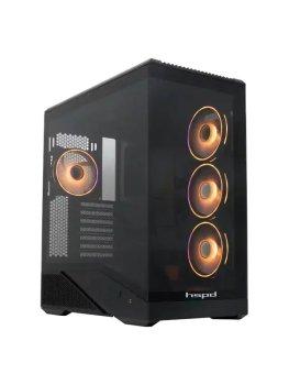Корпус без блока питания HSPD F711-TGBK-ARGB, Panoramic Full Tower, Black, TG, 0.7 SPCC, 4x120mm ARGB ATX, mATX, mITX 190/420/280mm 2x2.5", 2x3.5", 7x