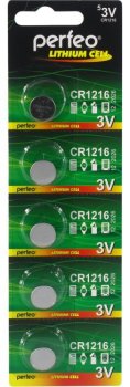 Батарейка Perfeo CR1216/BL5 (Li, 3V) <уп. 5 шт>
