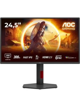 Монитор 25" AOC Q25G4SR Black (IPS, 2560x1440, 300Hz, 0.3 ms, 178°/178°, 450 cd/m, 1000:1, +2xHDMI 2.1, +DisplayPort 1.4, +MM)