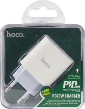 Зарядка USB-устройств Hoco <C76A Plus White> USB (Вых. DC5/9/12V,20W, USB-C)