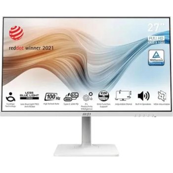 Монитор MSI Modern MD272XPW 27" 16:9 FHD(1920x1080) IPS Flat, 1ms(MPRT),1000:1,100M:1,300nit,178/178,HDMI 1.4b,DP 1.2a,USB-C,2xUSB-A,USB-B,Speaker,Til