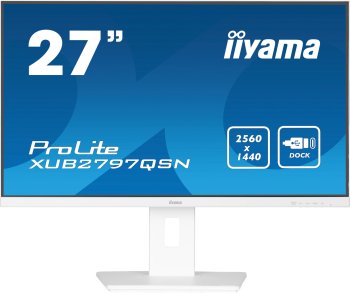Монитор Iiyama 27" ProLite XUB2797QSN-W2 белый IPS LED 1ms 16:9 HDMI M/M матовая HAS Piv 1300:1 300cd 178гр/178гр 2560x1440 100Hz DP Quad HD 2K (1440p