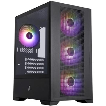 Корпус Minitower 1STPLAYER Go2 <Go2-BK-4F7> Black MicroATX без БП