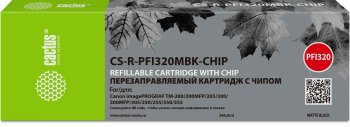 Картридж перезаправляемый Cactus CS-R-PFI320MBK-CHIP PFI-320 черный матовый (260мл) для Canon imagePROGRAF TM-200/200MFP/205/300/300MFP/305/2