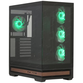 Корпус ZALMAN P40 NAMU, ATX, BLACK, WINDOW, WOODEN ELEMENTS, 2xCombo(2.5” or 3.5”), 1xUSB TYPE-C, 2xUSB3.0, SIDE 3x120mm ARGB, REAR 1x120mm ARGB