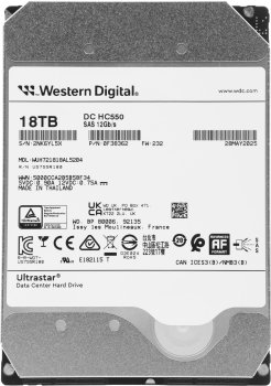 Жесткий диск WD SAS 3.0 18 ТБ 0F38362 WUH721818AL5204 Server Ultrastar DC HC550 512E (7200rpm) 512Mb 3.5"