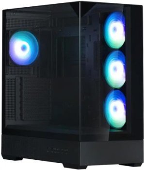 Корпус ZALMAN P40 Prism Plus, ATX, BLACK, WINDOW, 3xCombo (3.5'' or 2.5"), 1xUSB TYPE-C, 2xUSB3.0, SIDE 3x120mm ARGB, REAR 1x120mm ARGB
