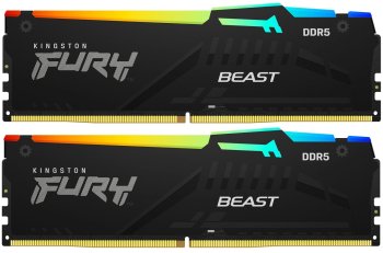 Оперативная память DDR5 2x32GB 5200MHz Kingston KF552C40BB2AK2-64 Fury Beast Black RGB RTL Gaming PC5-41600 CL40 DIMM ECC 288-pin 1.25В dual rank с ра