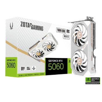 Видеокарта Zotac PCI-E 5.0 RTX 5060 TWIN EDGE OC WHITE ED NVIDIA GeForce RTX 5060 8Gb 128bit GDDR7 2527/28000 HDMIx1 DPx3 HDCP Ret