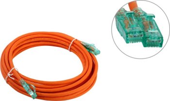 Кабель UTP Hyperline <PC-LPM-UTP-RJ45-RJ45-C6a-5M-LSZH-OR> Patch Cord UTP кат.6a LSZH, 5м, оранжевый
