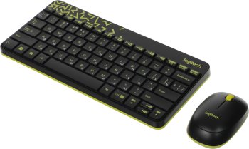 Комплект клавиатура + мышь беспроводной Logitech MK240 Black/Yellow (920-008198)