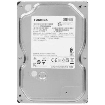 Жесткий диск Toshiba Surveillance 3.5" SATA 2 Тб, 5400rpm, 128MB buffer, 512e, SMR, DT02ABA200V, 1 year
