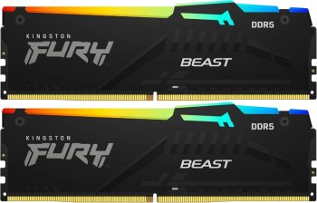 Оперативная память Kingston Fury Beast Black AMD, DDR5, 64GB (2x32 GB), 6000 MHz, CL36, радиатор, черный