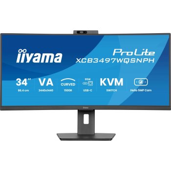 Монитор 34" Iiyama ProLite XCB3497WQSNPH-B1 VA 3440x1440, 120 Гц, 0.4 мс, 21:9, 350 кд/м², HDMI 2.0, HDMI 1.4, DP 1.4, USB-C (95 Вт), 3.5 Jack, USB Hu
