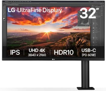Монитор LG 31.5" 32UN880K-B черный IPS LED 5ms 16:9 HDMI M/M матовая HAS Piv 1000:1 350cd 178гр/178гр 3840x2160 60Hz DP 4K USB 10.3кг