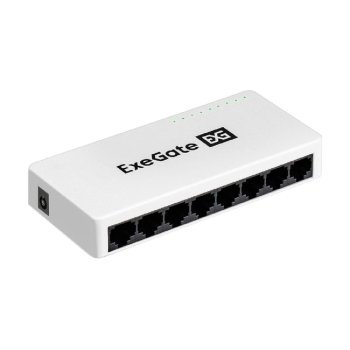 Коммутатор неуправляемый ExeGate EDES-1008C (8-портовый UTP 10/100Mbps, с функцией энергосбережения (Green Ethernet Technology), настольный/настенный)