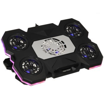 Подставка для ноутбука Jet.A Panteon CP-175 RGB Black (до 17", 1вент. (ø 10 см) + 4 вент. (ø 7 см), 39х26,5х3,5 см, 850 г, кабель USB-USB 60 см )