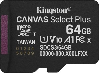 Карта памяти Kingston Canvas Select Plus microSDXC 64Gb C10 SDCS3/64GBSP