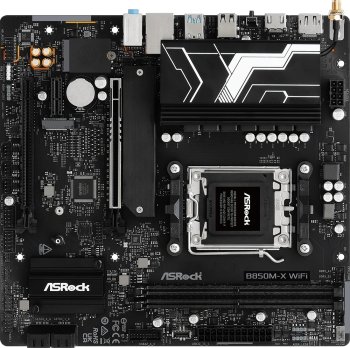 Материнская плата ASROCK B850M-X WIFI R2.0, AM5, AMD B850, 2xDDR5, 4xSATA, 2xM.2, 1xPCIe 5.0 x16, 1xPCIe 4.0 x4, 1xPCIe 3.0 x1, 1xDP, 1xHDMI, 1x2.5Gb