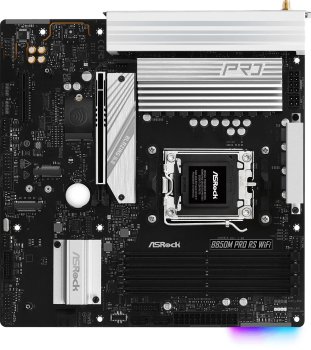 Материнская плата ASROCK B850M PRO RS WIFI, AM5, AMD B850, 4xDDR5, 4xSATA, 3xM.2, 1xPCIe 5.0 x16, 1xPCIe 3.0 x4, 1xDP, 1xHDMI, 1x2.5Gb LAN, Wi-Fi 6E,