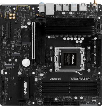 Материнская плата ASROCK B850M PRO-A WIFI, AM5, AMD B850, 4xDDR5, 4xSATA, 3xM.2, 1xPCIe 5.0 x16, 1xPCIe 3.0 x4, 1xDP, 1xHDMI, 1x2.5Gb LAN, Wi-Fi 6E, B