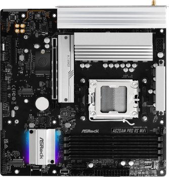 Материнская плата ASROCK A620AM Pro RS WiFi, AM5, AMD A620, 4xDDR5, 2xSATA, 3xM.2, 1xPCIe 4.0 x16, 1xPCIe 3.0 x2, 1xDP, 1xHDMI, 1x2.5Gb LAN, Wi-Fi 6E,