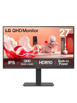 Монитор 27" LG 27BA45QB-B IPS 2560x1440, 75 Гц, 5 мс, 16:9, 350 кд/м², 2xHDMI 2.0, DP 1.4, 3.5 Jack, HDR10, динамики (2x5 Вт), VESA 100x100, черный
