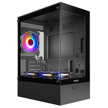 Корпус Ginzzu CL475 mATX FAN 3*12LC4 передняя панель Стекло