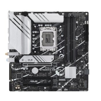 Материнская плата ASUS PRIME B760M-A WIFI D4 (Socket 1700, mATX, 4xDDR4(128GB), DP/2xHDMI 2.1, 3xPCIe 4.0x16, 1xLAN (2.5GbE), Wi-Fi, BT, 4xSATA 6Gb/s,