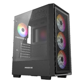 Корпус Powercase Mistral AY4B ARGB, Tempered Glass, 4x 120mm ARGB Fans, чёрный, ATX (CMAYB-A4)