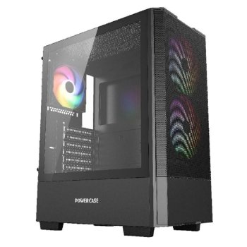 Корпус Powercase Mistral AY3B ARGB, Tempered Glass, 2x 140mm +1x 120mm ARGB Fans, чёрный, ATX (CMAYB-A3)